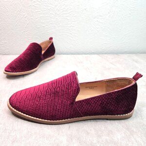Bill Blass Loafers Size 8 Burgundy Crushed Velvet Preppy Formal Slip On Shoes